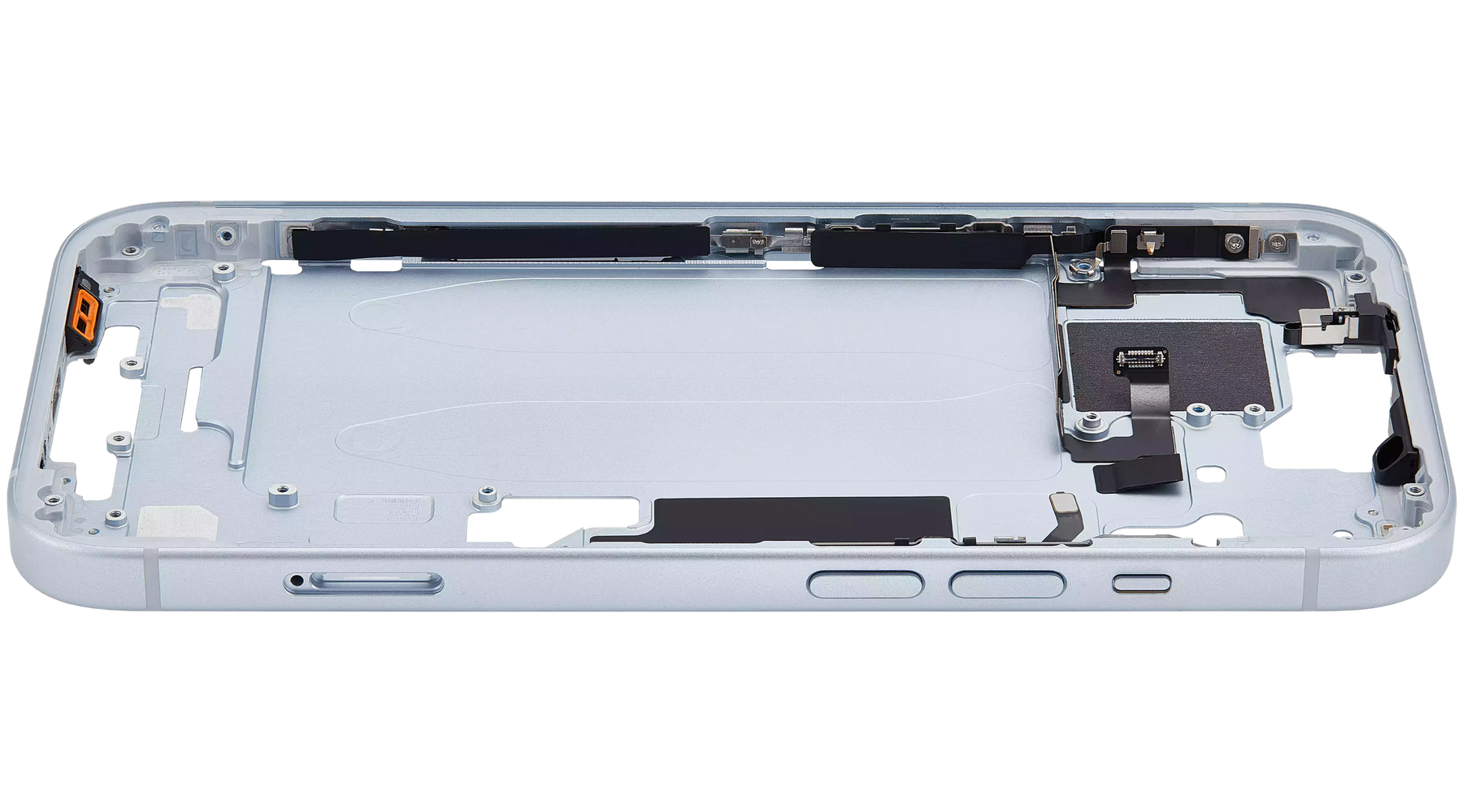 Mid-Frame Housing With Power And Volume Button Compatible For iPhone 15 (International Version) (Used OEM Pull: Grade A) (Blue)