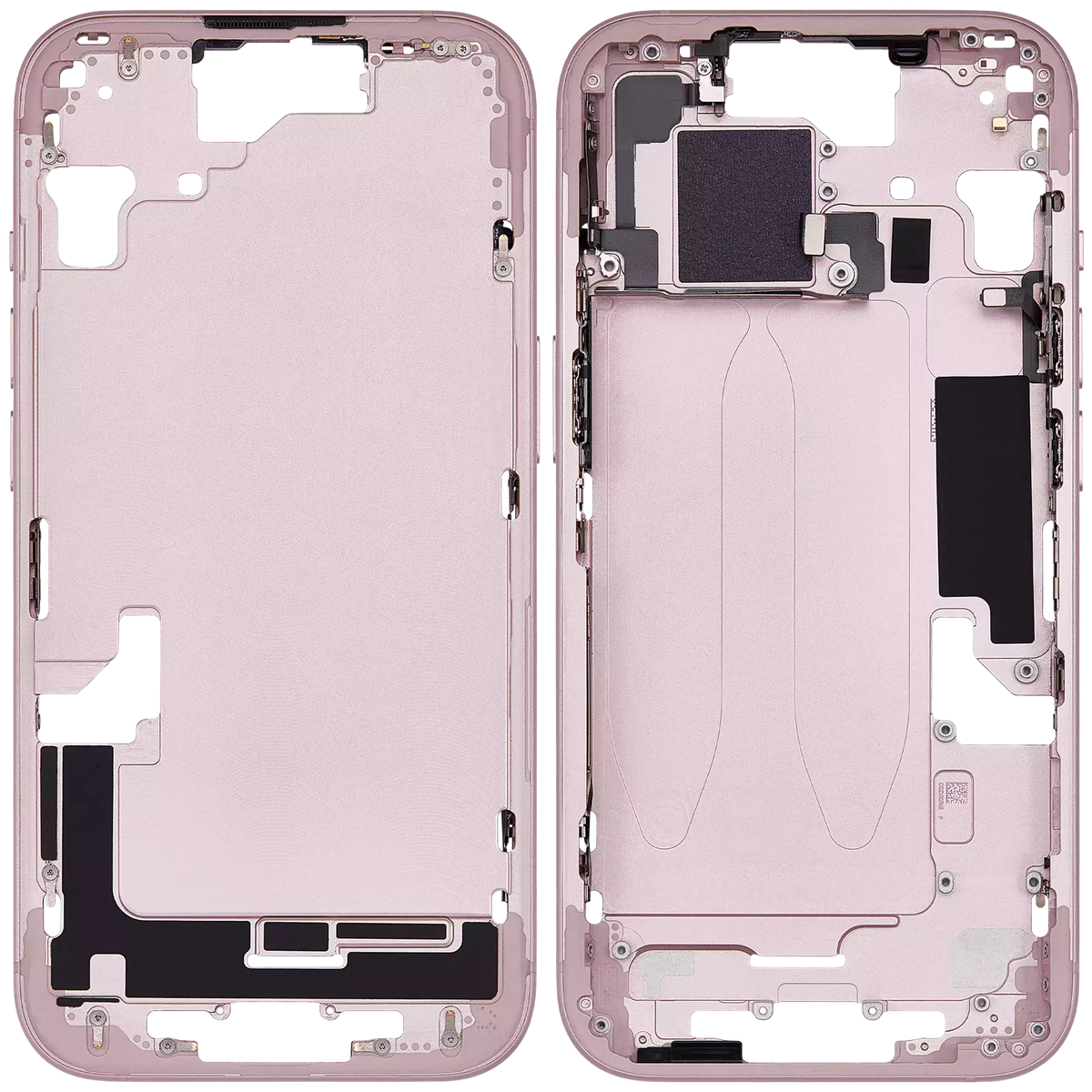 Mid-Frame Housing With Power And Volume Button Compatible For iPhone 15 (International Version) (Used OEM Pull: Grade A) (Pink)