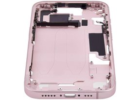 Mid-Frame Housing With Power And Volume Button Compatible For iPhone 15 (International Version) (Used OEM Pull: Grade A) (Pink)