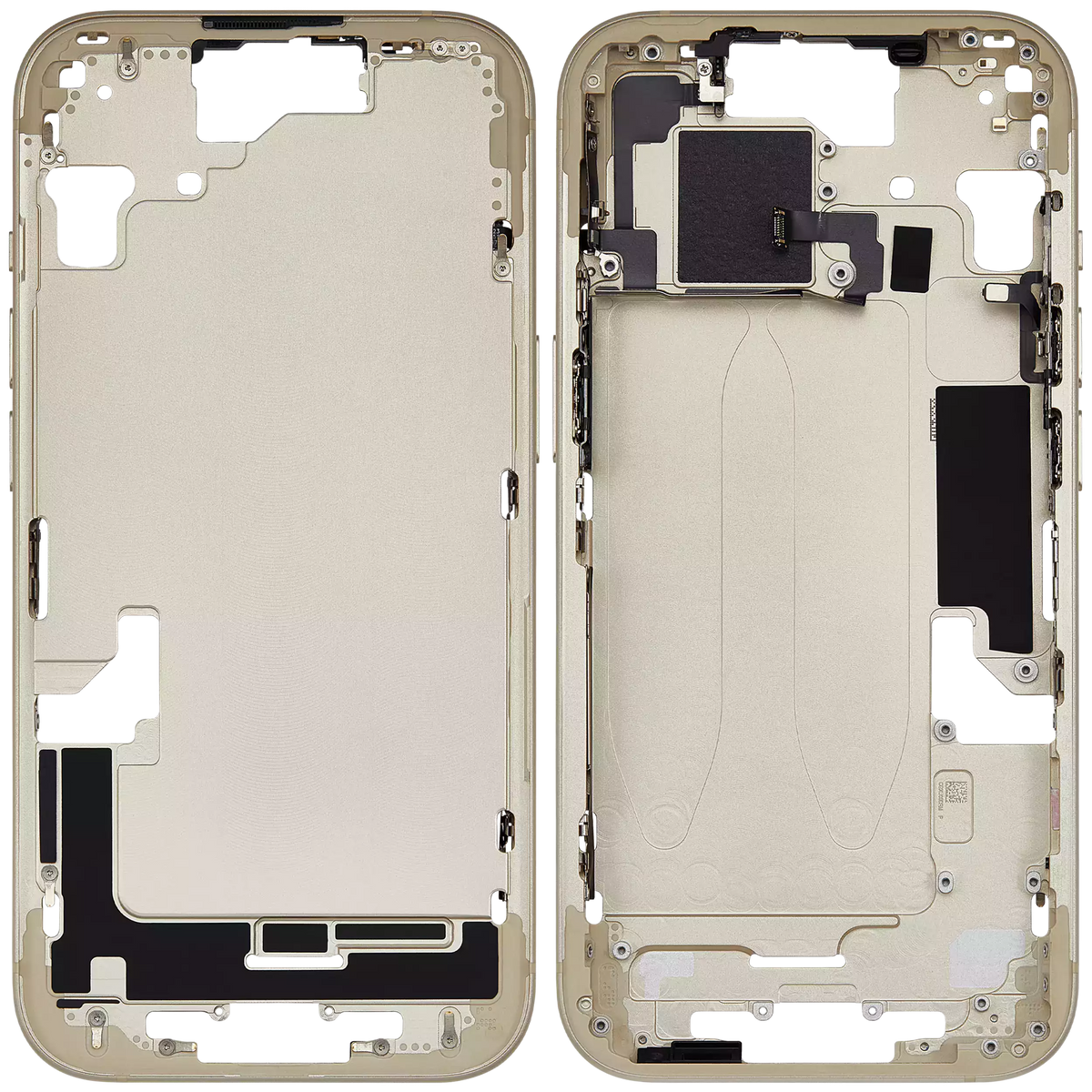 Mid-Frame Housing With Power And Volume Button Compatible For iPhone 15 (International Version) (Used OEM Pull: Grade A) (Yellow)