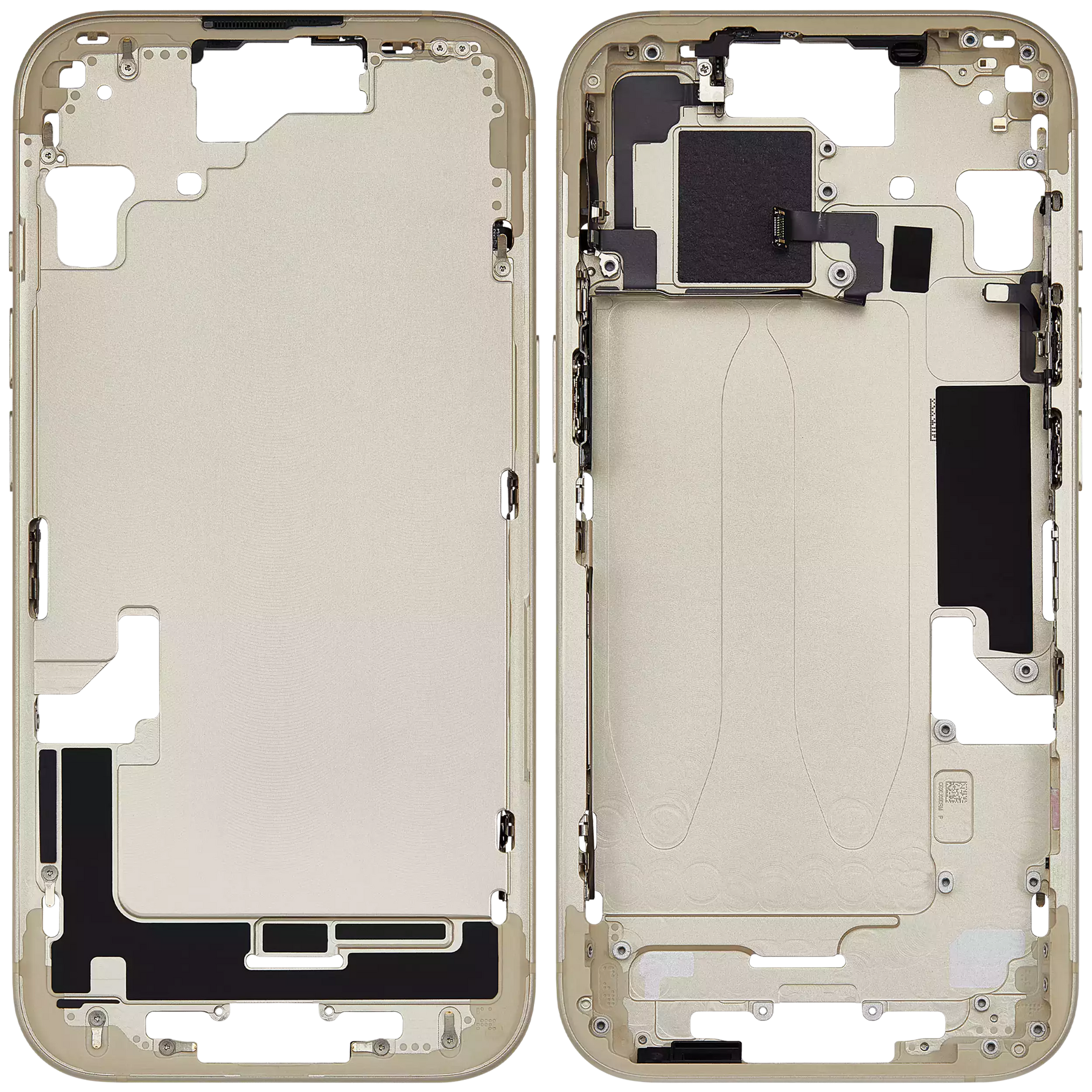 Mid-Frame Housing With Power And Volume Button Compatible For iPhone 15 (International Version) (Used OEM Pull: Grade A) (Yellow)