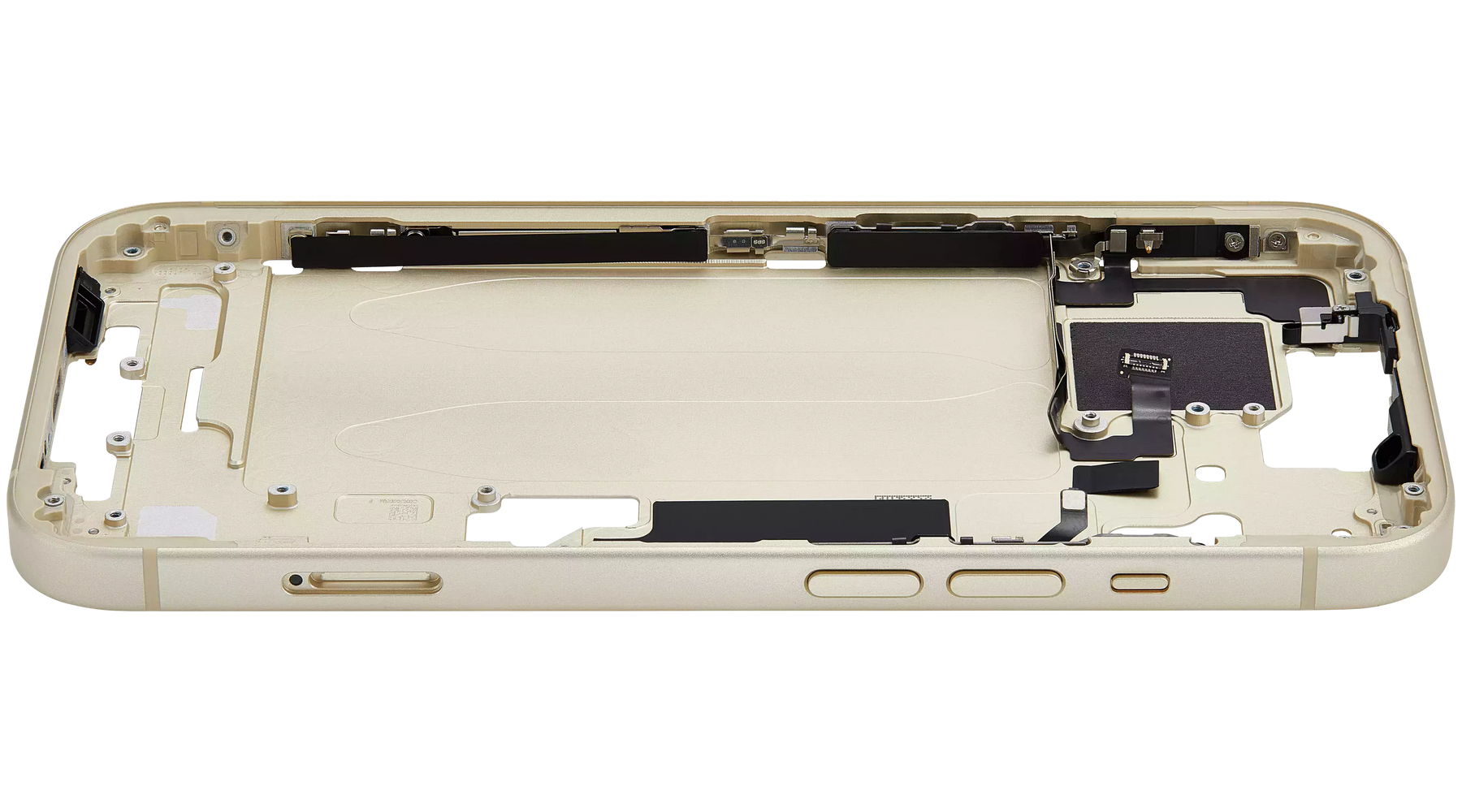 Mid-Frame Housing With Power And Volume Button Compatible For iPhone 15 (International Version) (Used OEM Pull: Grade A) (Yellow)