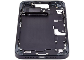 Mid-Frame Housing With Power And Volume Button Compatible For iPhone 15 Plus (International Version) (Used OEM Pull: Grade A) (Black)