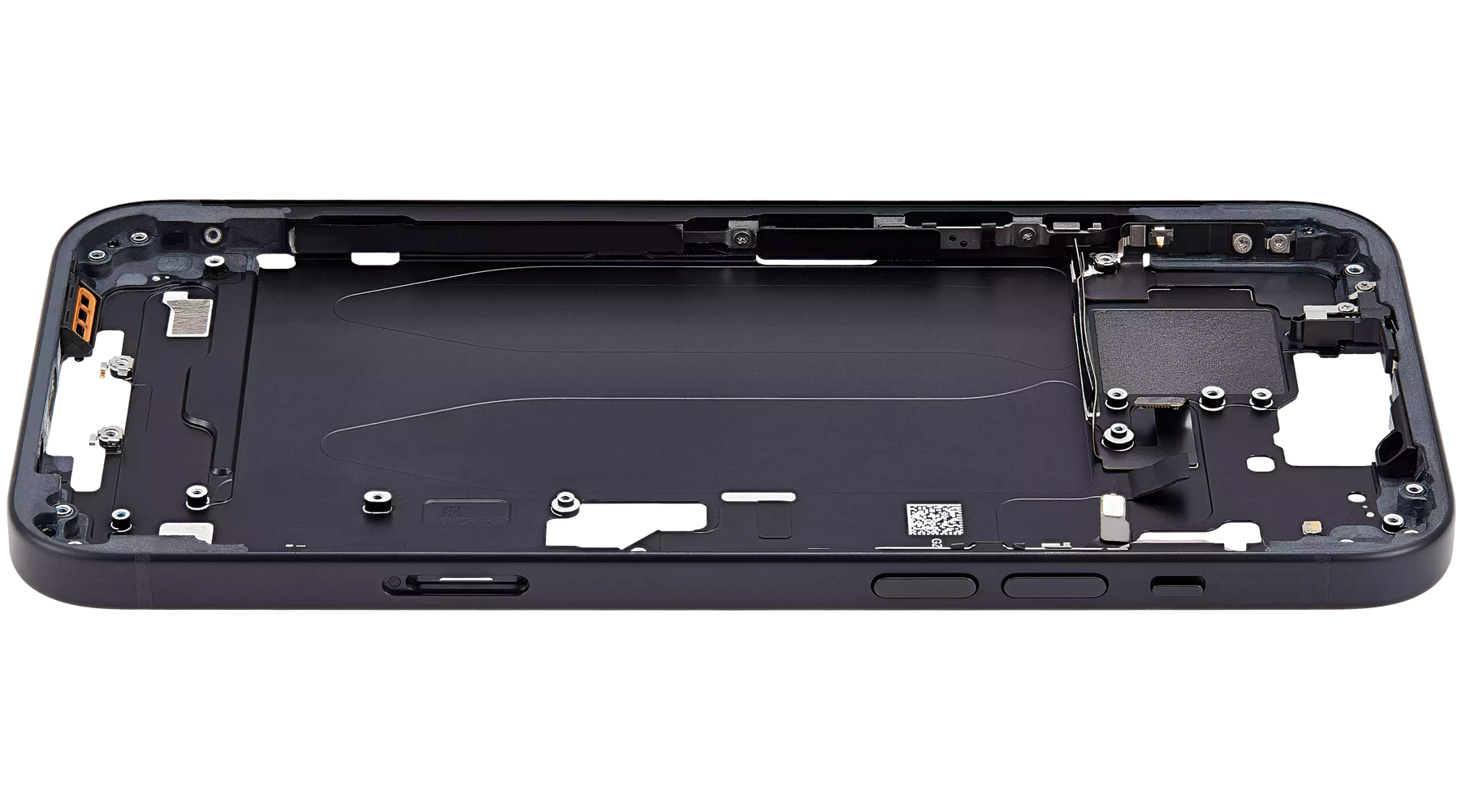 Mid-Frame Housing With Power And Volume Button Compatible For iPhone 15 Plus (International Version) (Used OEM Pull: Grade A) (Black)