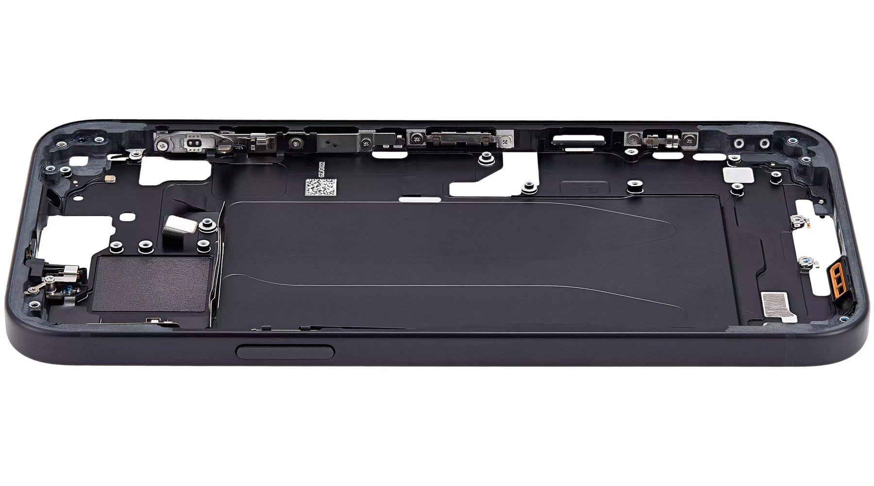 Mid-Frame Housing With Power And Volume Button Compatible For iPhone 15 Plus (International Version) (Used OEM Pull: Grade A) (Black)