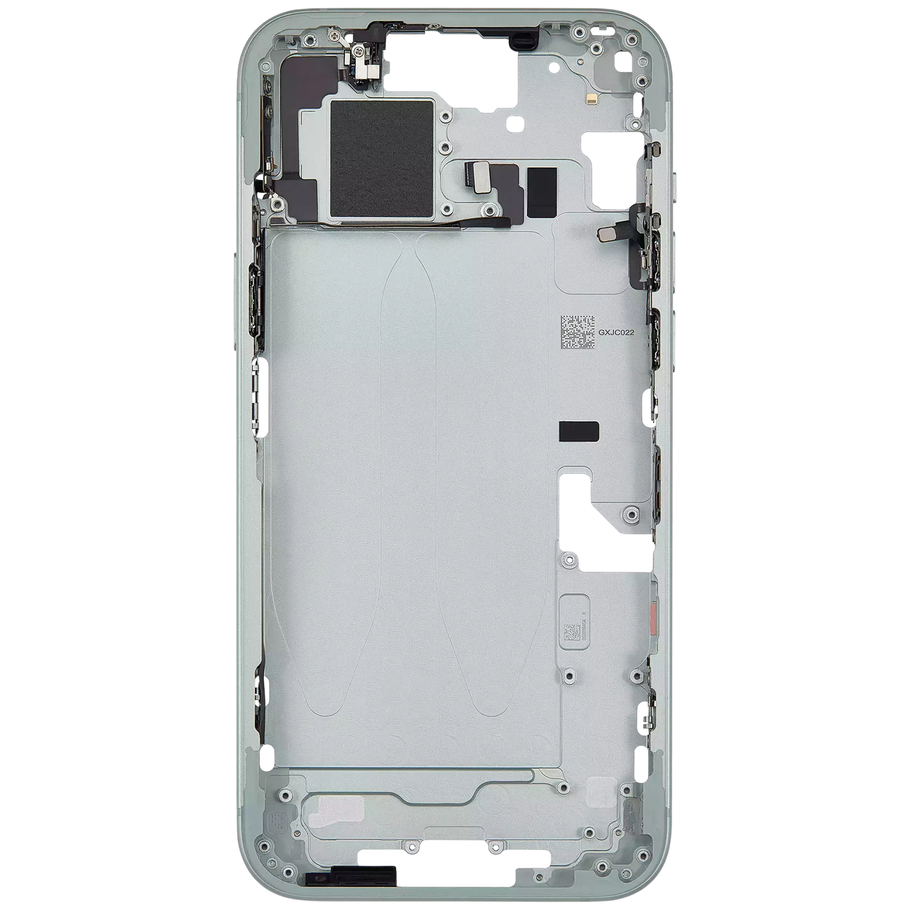 Mid-Frame Housing With Power And Volume Button Compatible For iPhone 15 Plus (International Version) (Used OEM Pull: Grade A) (Green)