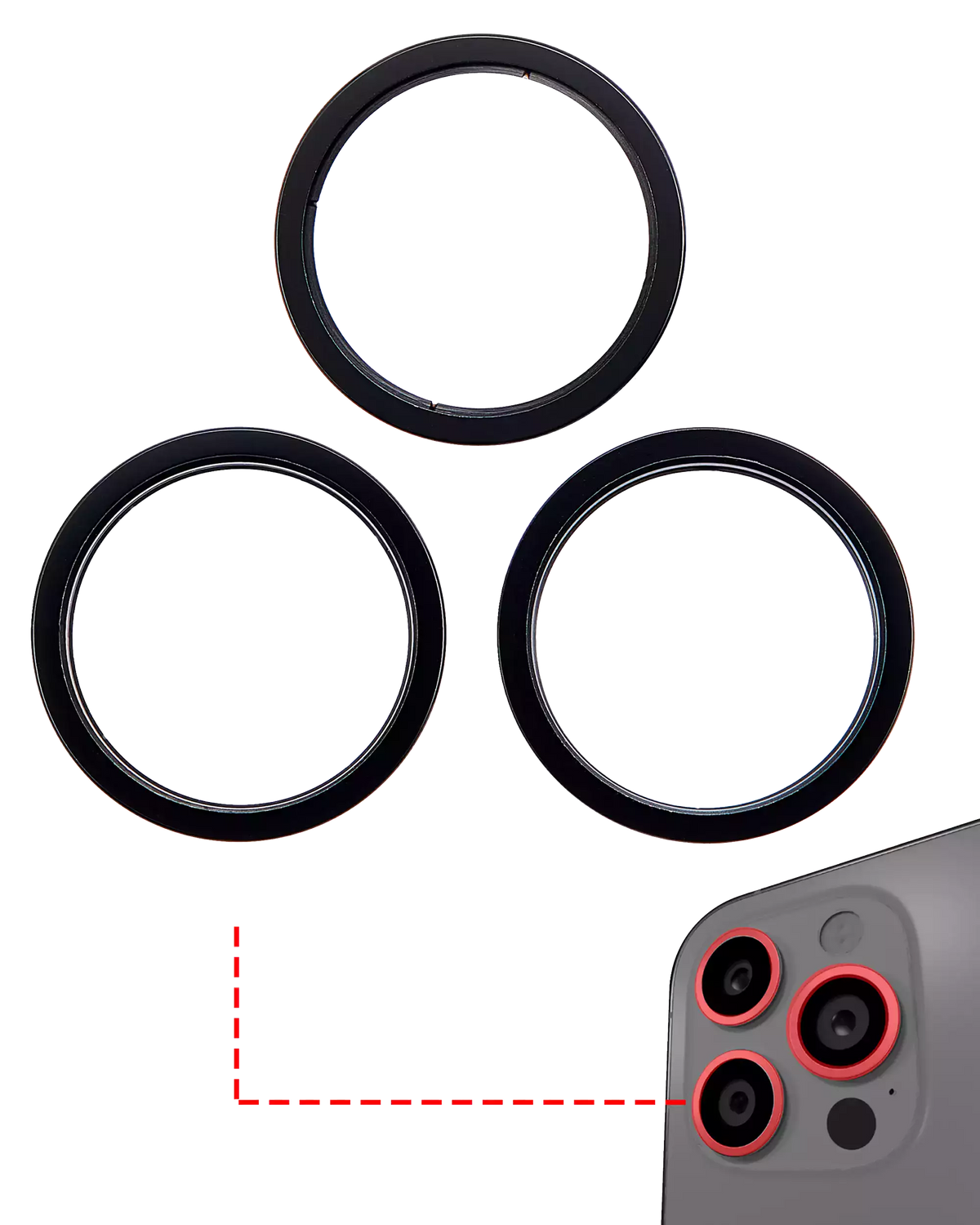 Back Camera Bezel Ring Only Compatible For iPhone 16 Pro / 16 Pro Max (Black Titanium) (3 Piece Set)