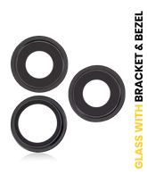 Back Camera Lens With Bracket & Bezel Compatible For iPhone 16 Pro / 16 Pro Max (Black Titanium) (3 Piece Set) (Premium)
