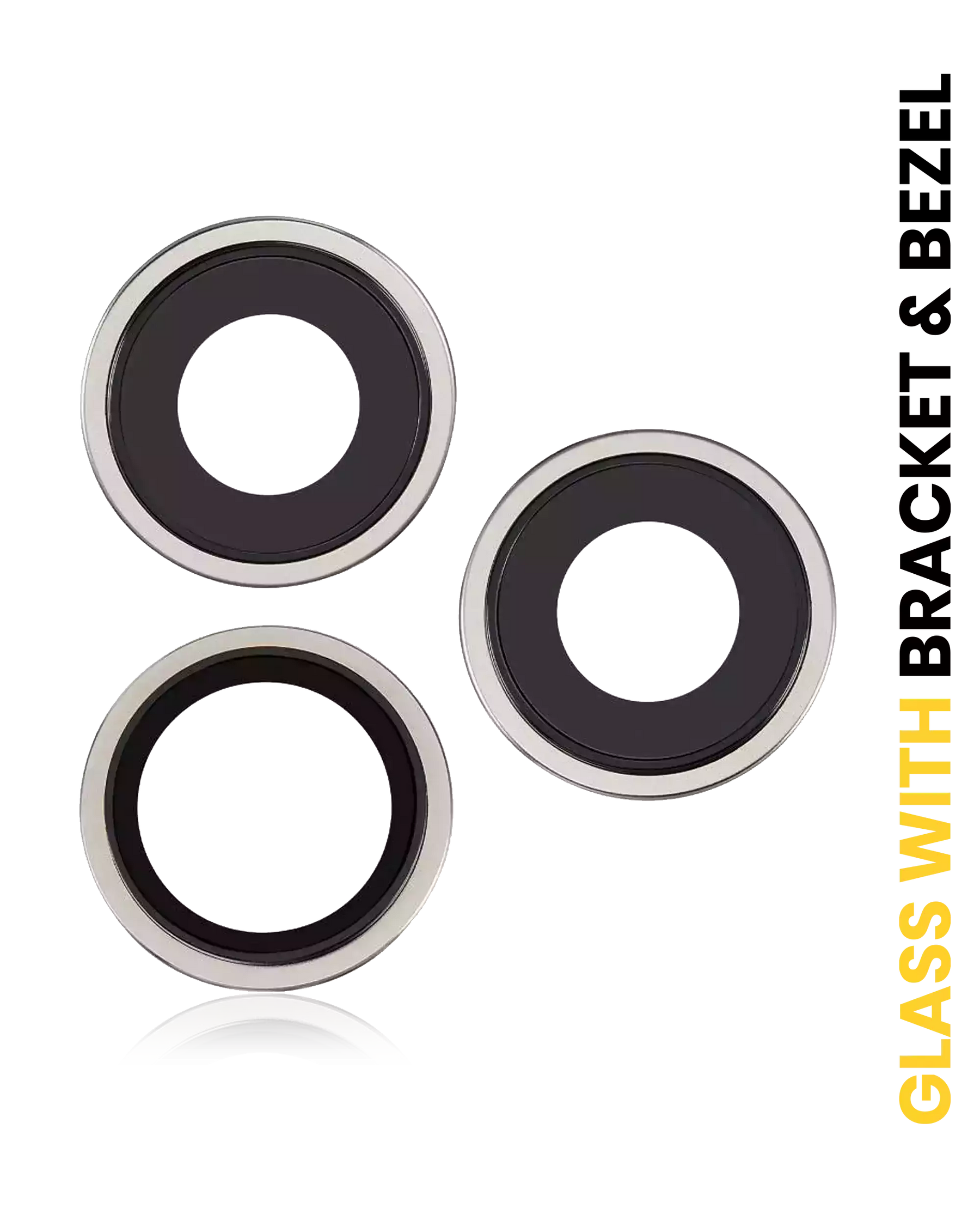 Back Camera Lens With Bracket & Bezel Compatible For iPhone 16 Pro / 16 Pro Max (White Titanium) (3 Piece Set) (Premium)