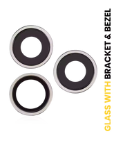 Back Camera Lens With Bracket & Bezel Compatible For iPhone 16 Pro / 16 Pro Max (Natural Titanium) (3 Piece Set) (Premium)