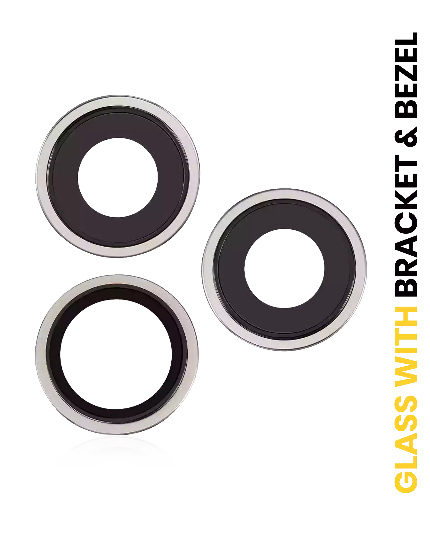 Back Camera Lens With Bracket & Bezel Compatible For iPhone 15 Pro Max (3 Piece Set) (Premium) (Natural Titanium)