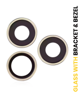 Back Camera Lens With Bracket & Bezel Compatible For iPhone 16 Pro / 16 Pro Max (Desert Titaniuml) (3 Piece Set) (Premium)