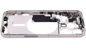 Mid-Frame Housing With Power And Volume Button Compatible For iPhone 15 Pro (US Version) (Used OEM Pull: Grade A) (White Titanium)