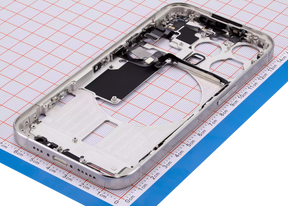 Mid-Frame Housing With Power And Volume Button Compatible For iPhone 15 Pro (US Version) (Used OEM Pull: Grade A) (White Titanium)