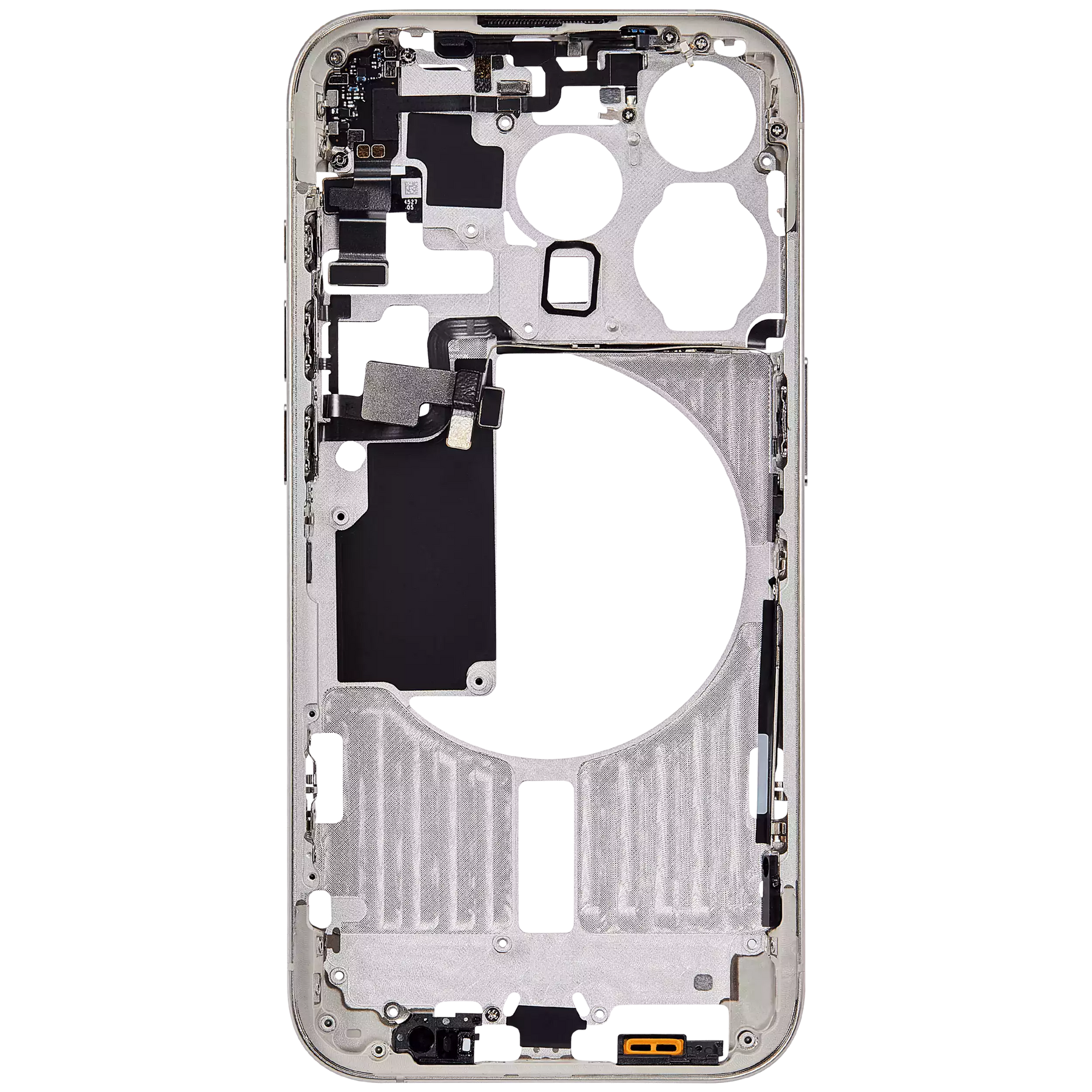 Mid-Frame Housing With Power And Volume Button Compatible For iPhone 15 Pro (US Version) (Used OEM Pull: Grade A) (White Titanium)