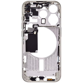 Mid-Frame Housing With Power And Volume Button Compatible For iPhone 15 Pro (US Version) (Used OEM Pull: Grade A) (White Titanium)