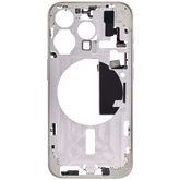 Mid-Frame Housing With Power And Volume Button Compatible For iPhone 15 Pro (US Version) (Used OEM Pull: Grade B) (White Titanium)