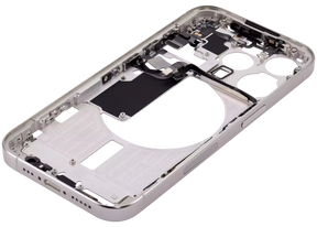 Mid-Frame Housing With Power And Volume Button Compatible For iPhone 15 Pro (US Version) (Used OEM Pull: Grade B) (White Titanium)