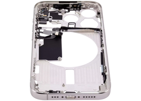 Mid-Frame Housing With Power And Volume Button Compatible For iPhone 15 Pro (US Version) (Used OEM Pull: Grade B) (White Titanium)