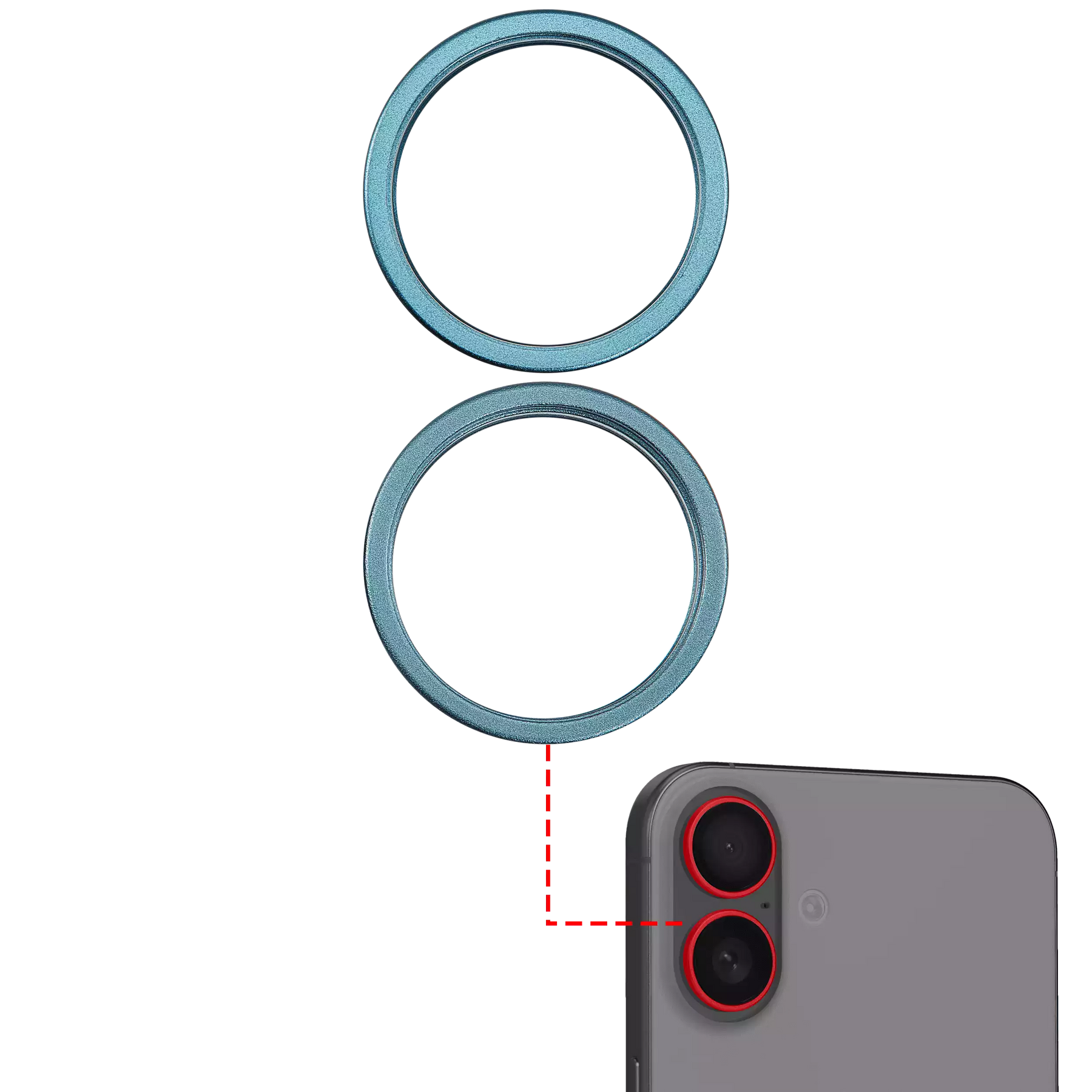 Back Camera Bezel Ring Only Compatible For iPhone 16 / 16 Plus (Teal) (2 Piece Set)