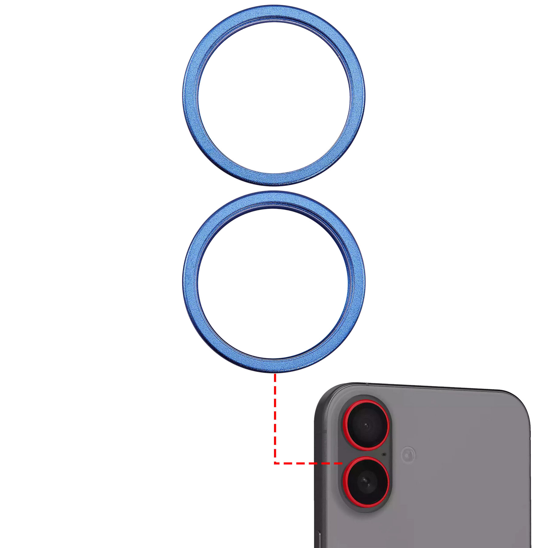 Back Camera Bezel Ring Only Compatible For iPhone 16 / 16 Plus (Ultramarine) (2 Piece Set)