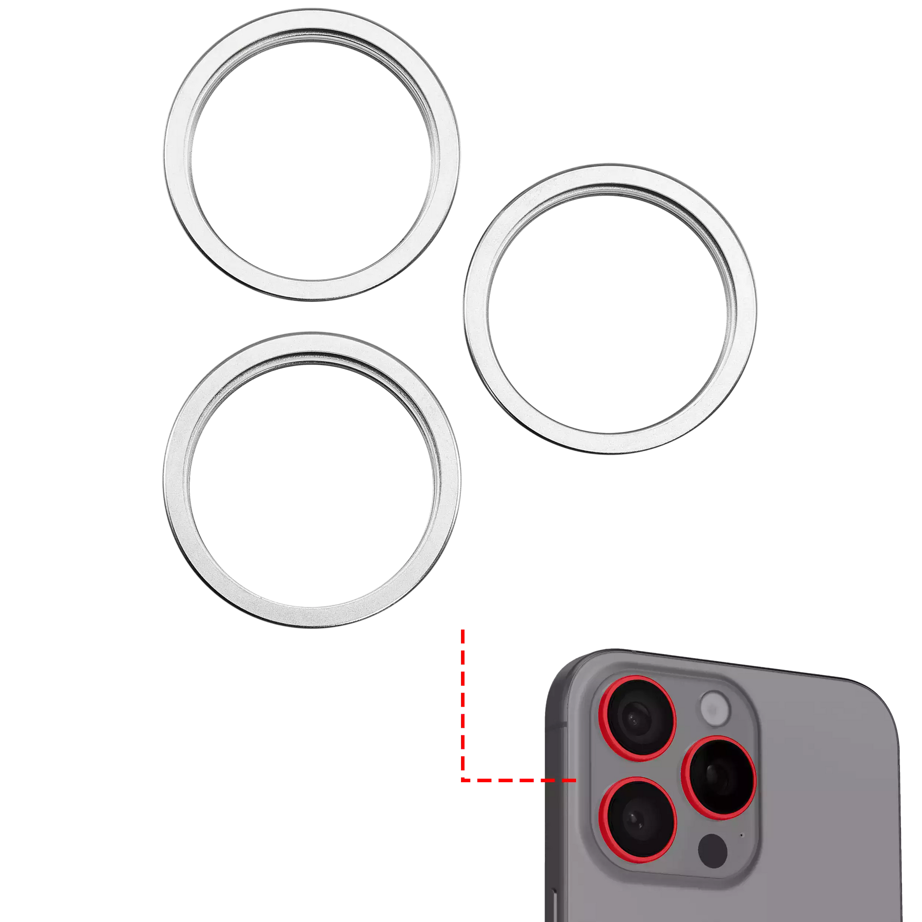 Back Camera Bezel Ring Only Compatible For iPhone 16 Pro / 16 Pro Max (White Titanium) (3 Piece Set)
