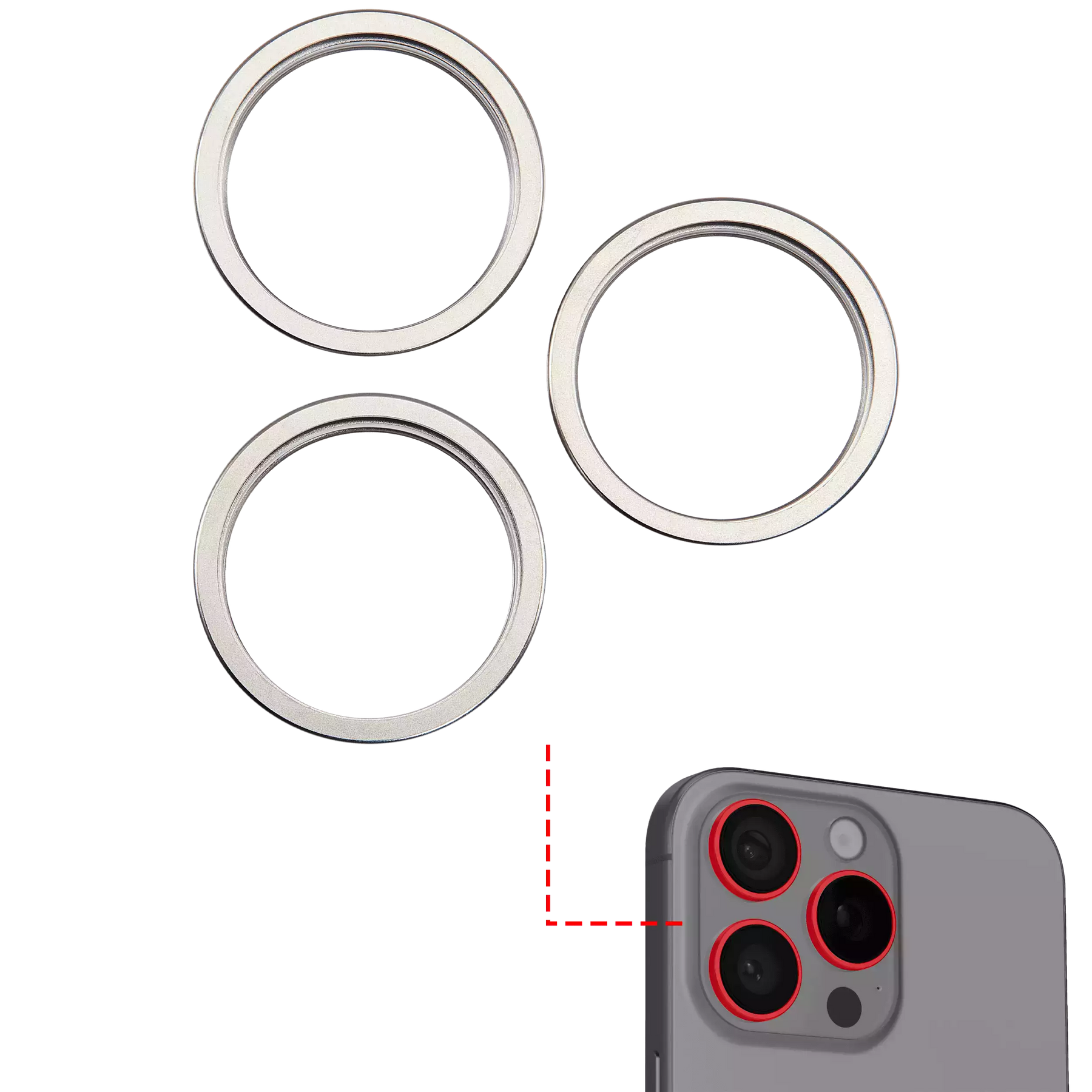 Back Camera Bezel Ring Only Compatible For iPhone 16 Pro / 16 Pro Max (Natural Titanium) (3 Piece Set)
