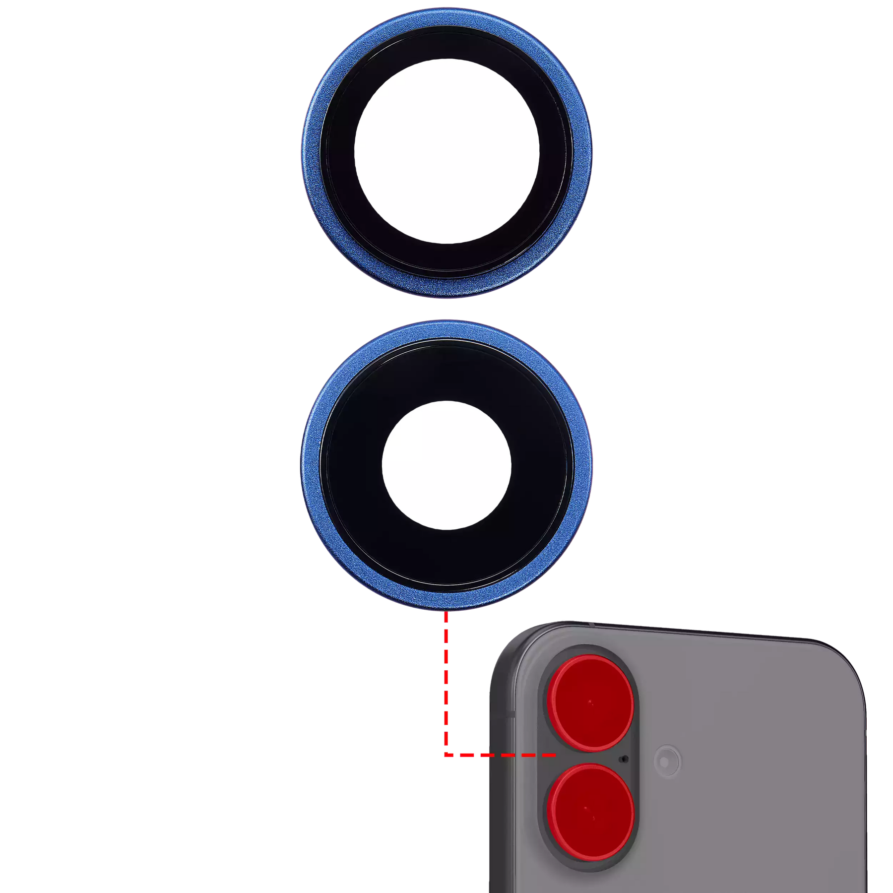 Back Camera Lens With Bracket & Bezel Compatible For iPhone 16 / 16 Plus (Ultramarine) (2 Piece Set) (Premium)