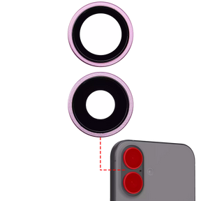 Back Camera Lens With Bracket & Bezel Compatible For iPhone 16 / 16 Plus (Pink) (2 Piece Set) (Premium)