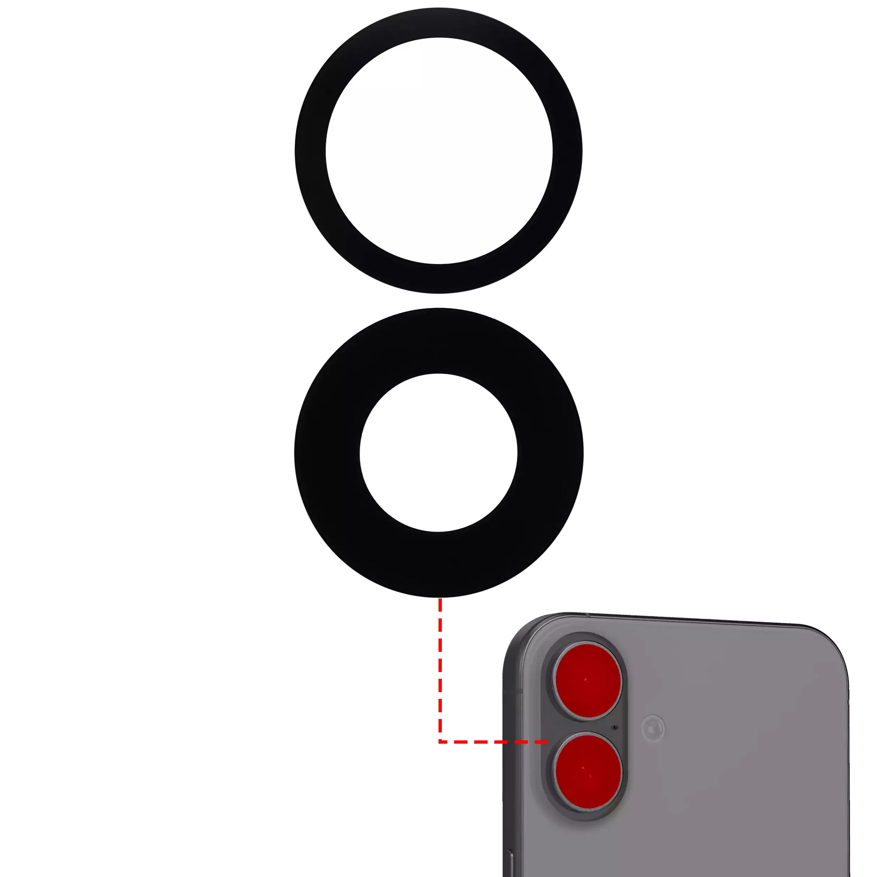 Back Camera Lens (Glass Only) With Adhesive Compatible For iPhone 16 / 16 Plus (2 Piece Set) (Real Sapphire) (Premium)