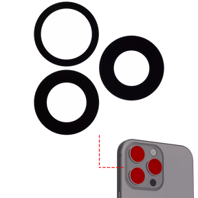 Back Camera Lens (Glass Only) With Adhesive Compatible For iPhone 16 Pro / 16 Pro Max (3 Piece Set) (Real Sapphire) (Premium)