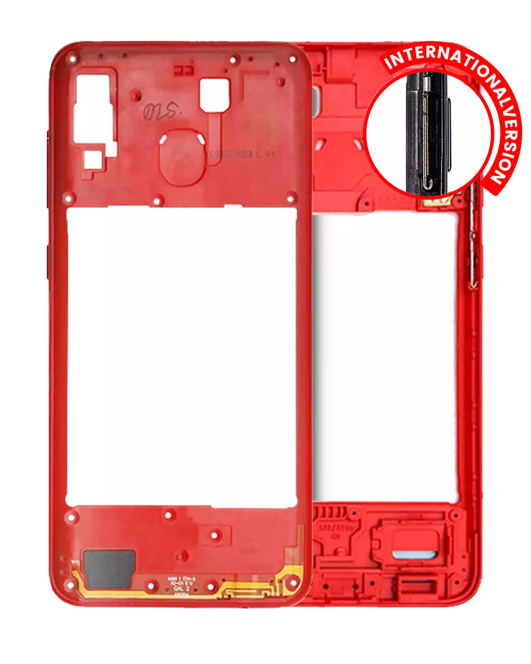 Mid-Frame Housing Compatible For Samsung Galaxy A20 (A205 / 2019) (International Version) (Red)