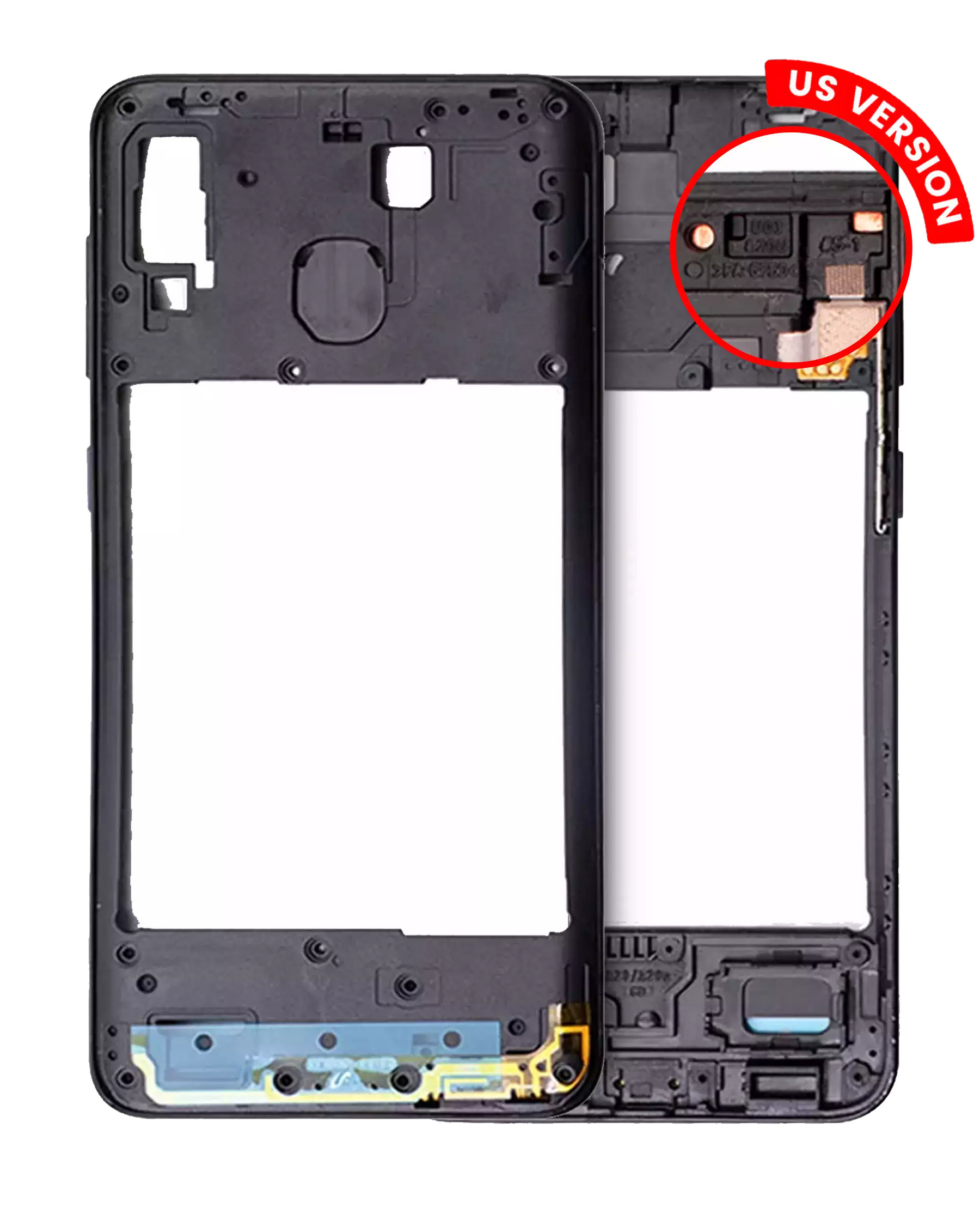 Mid-Frame Housing Compatible For Samsung Galaxy A20 (A205 / 2019) (US Version) (Black)