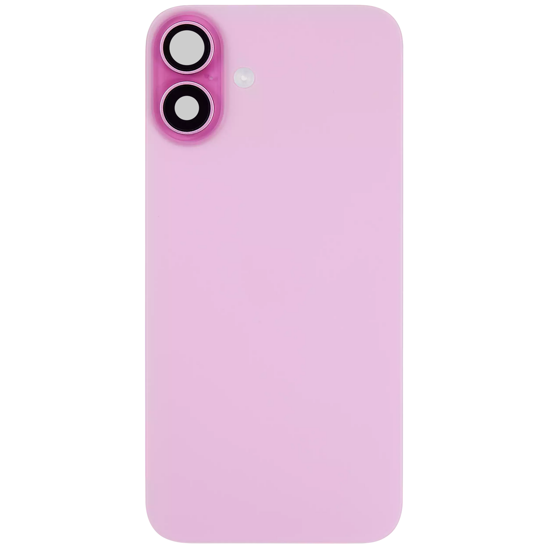 Back Glass With Steel Plate With Wireless NFC Charging MagSafe Magnet & Flashlight Flex Compatible For iPhone 16 (Used OEM Pull: Grade A) (Pink)