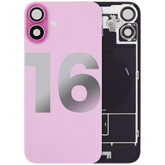 Back Glass With Steel Plate With Wireless NFC Charging MagSafe Magnet & Flashlight Flex Compatible For iPhone 16 (Used OEM Pull: Grade A) (Pink)