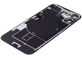 Back Glass With Steel Plate With Wireless NFC Charging MagSafe Magnet & Flashlight Flex Compatible For iPhone 16 (Used OEM Pull: Grade A) (Pink)