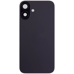 Back Glass With Steel Plate With Wireless NFC Charging MagSafe Magnet & Flashlight Flex Compatible For iPhone 16 (Used OEM Pull: Grade A) (Black)