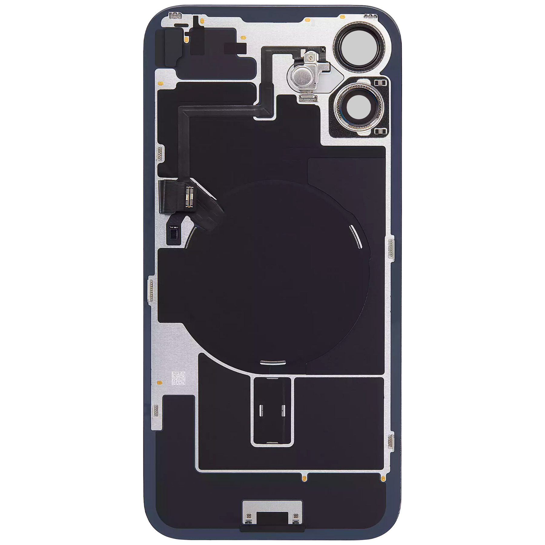 Back Glass With Steel Plate With Wireless NFC Charging MagSafe Magnet & Flashlight Flex Compatible For iPhone 16 (Used OEM Pull: Grade A) (Black)