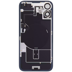 Back Glass With Steel Plate With Wireless NFC Charging MagSafe Magnet & Flashlight Flex Compatible For iPhone 16 (Used OEM Pull: Grade A) (Black)