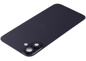 Back Glass With Steel Plate With Wireless NFC Charging MagSafe Magnet & Flashlight Flex Compatible For iPhone 16 (Used OEM Pull: Grade A) (Black)