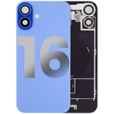 Back Glass With Steel Plate With Wireless NFC Charging MagSafe Magnet & Flashlight Flex Compatible For iPhone 16 (Used OEM Pull: Grade A) (Ultramarine)