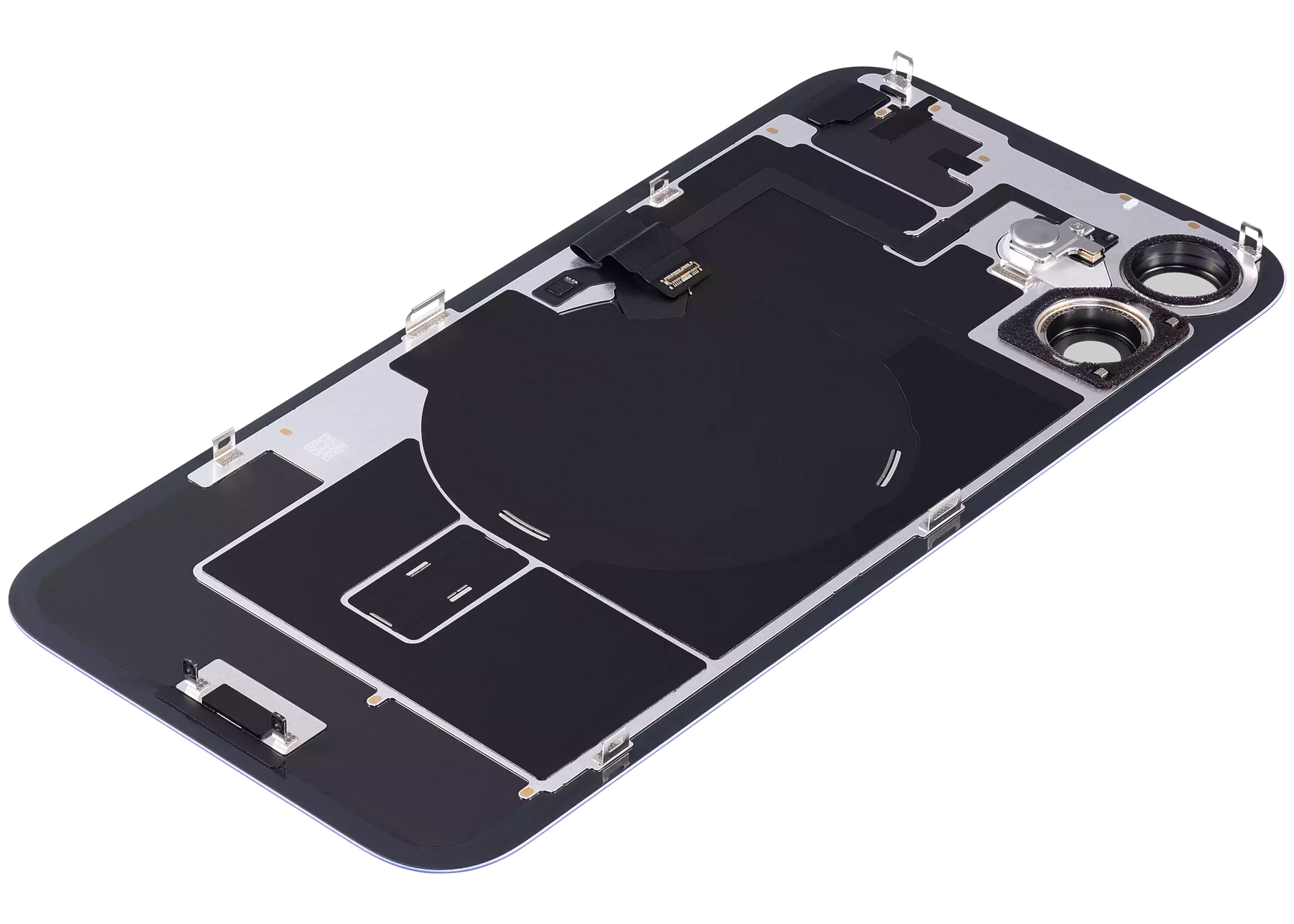 Back Glass With Steel Plate With Wireless NFC Charging MagSafe Magnet & Flashlight Flex Compatible For iPhone 16 (Used OEM Pull: Grade A) (Ultramarine)