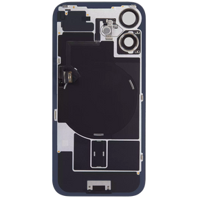 Back Glass With Steel Plate With Wireless NFC Charging MagSafe Magnet & Flashlight Flex Compatible For iPhone 16 Plus (Used OEM Pull: Grade A) (Black)