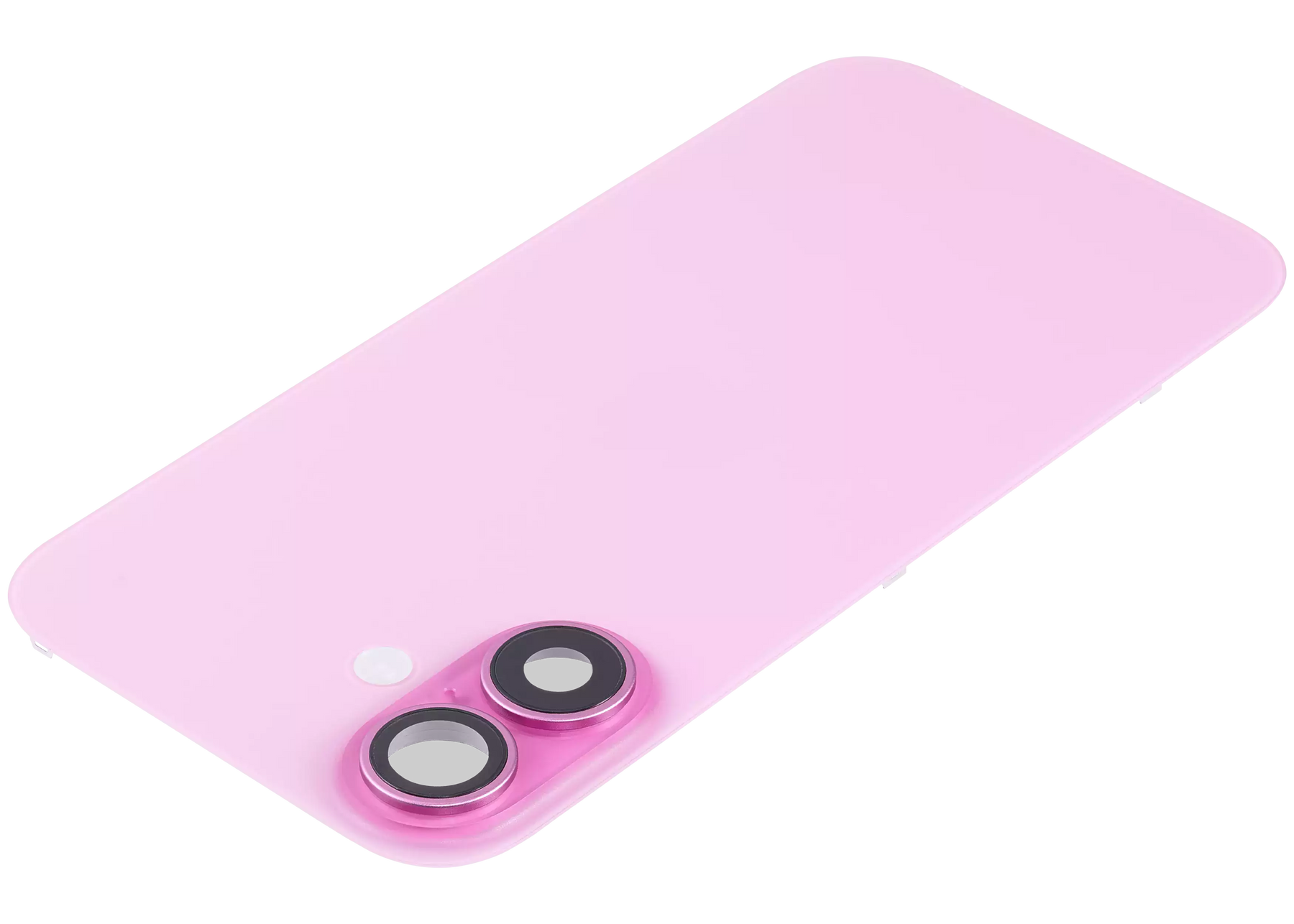 Back Glass With Steel Plate With Wireless NFC Charging MagSafe Magnet & Flashlight Flex Compatible For iPhone 16 Plus (Used OEM Pull: Grade A) (Pink)