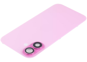 Back Glass With Steel Plate With Wireless NFC Charging MagSafe Magnet & Flashlight Flex Compatible For iPhone 16 Plus (Used OEM Pull: Grade A) (Pink)