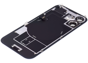 Back Glass With Steel Plate With Wireless NFC Charging MagSafe Magnet & Flashlight Flex Compatible For iPhone 16 Plus (Used OEM Pull: Grade A) (Ultramarine)