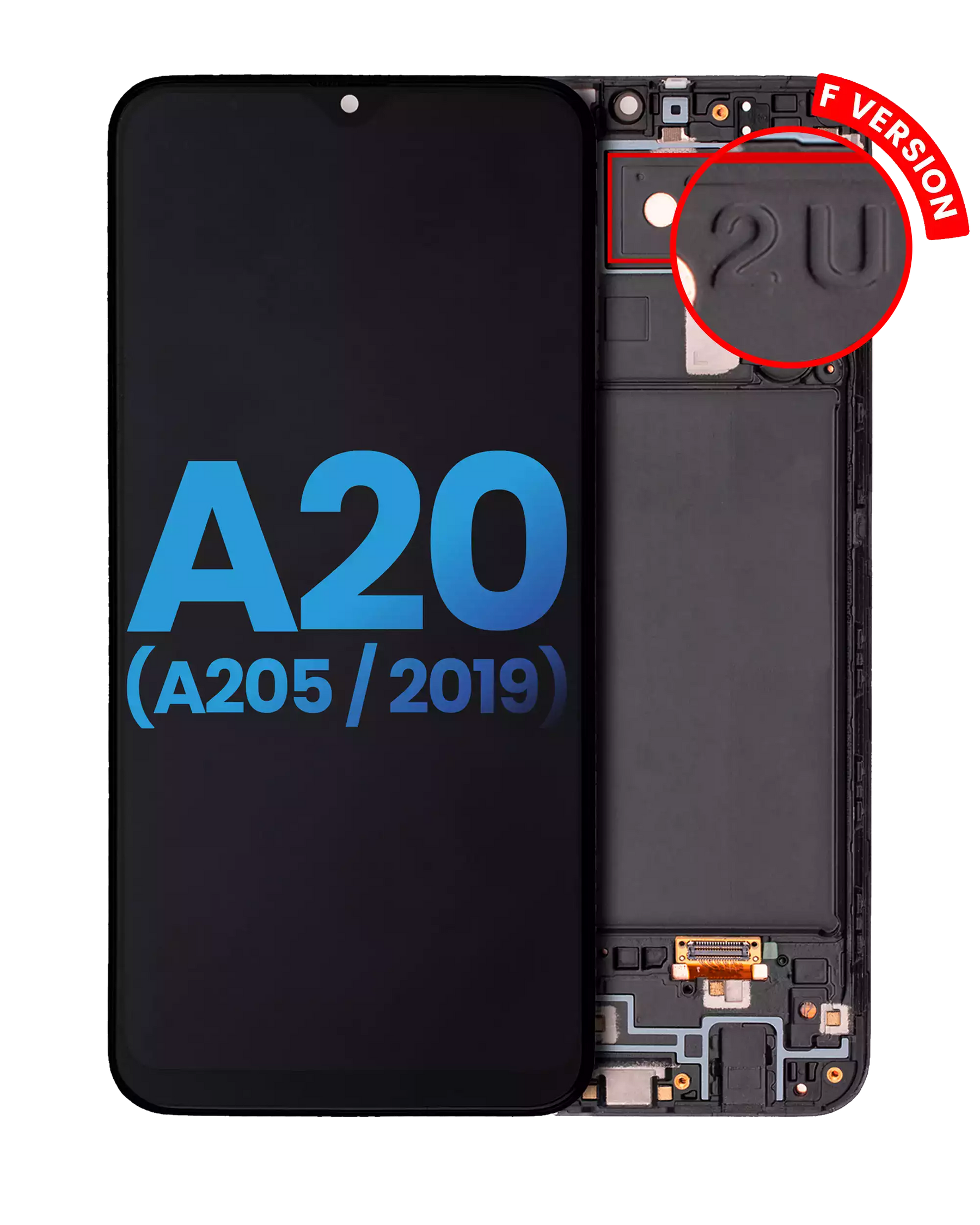 LCD Assembly With Frame Compatible For Samsung Galaxy A20 (A205 / 2019) (F Version) (Aftermarket: Incell) (All Colors)