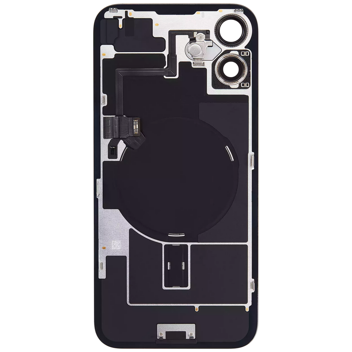 Back Glass With Steel Plate With Wireless NFC Charging MagSafe Magnet & Flashlight Flex Compatible For iPhone 16 Plus (Used OEM Pull: Grade A) (White)