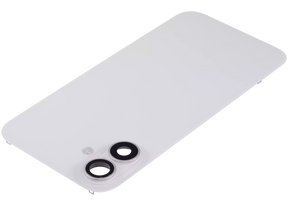 Back Glass With Steel Plate With Wireless NFC Charging MagSafe Magnet & Flashlight Flex Compatible For iPhone 16 Plus (Used OEM Pull: Grade A) (White)