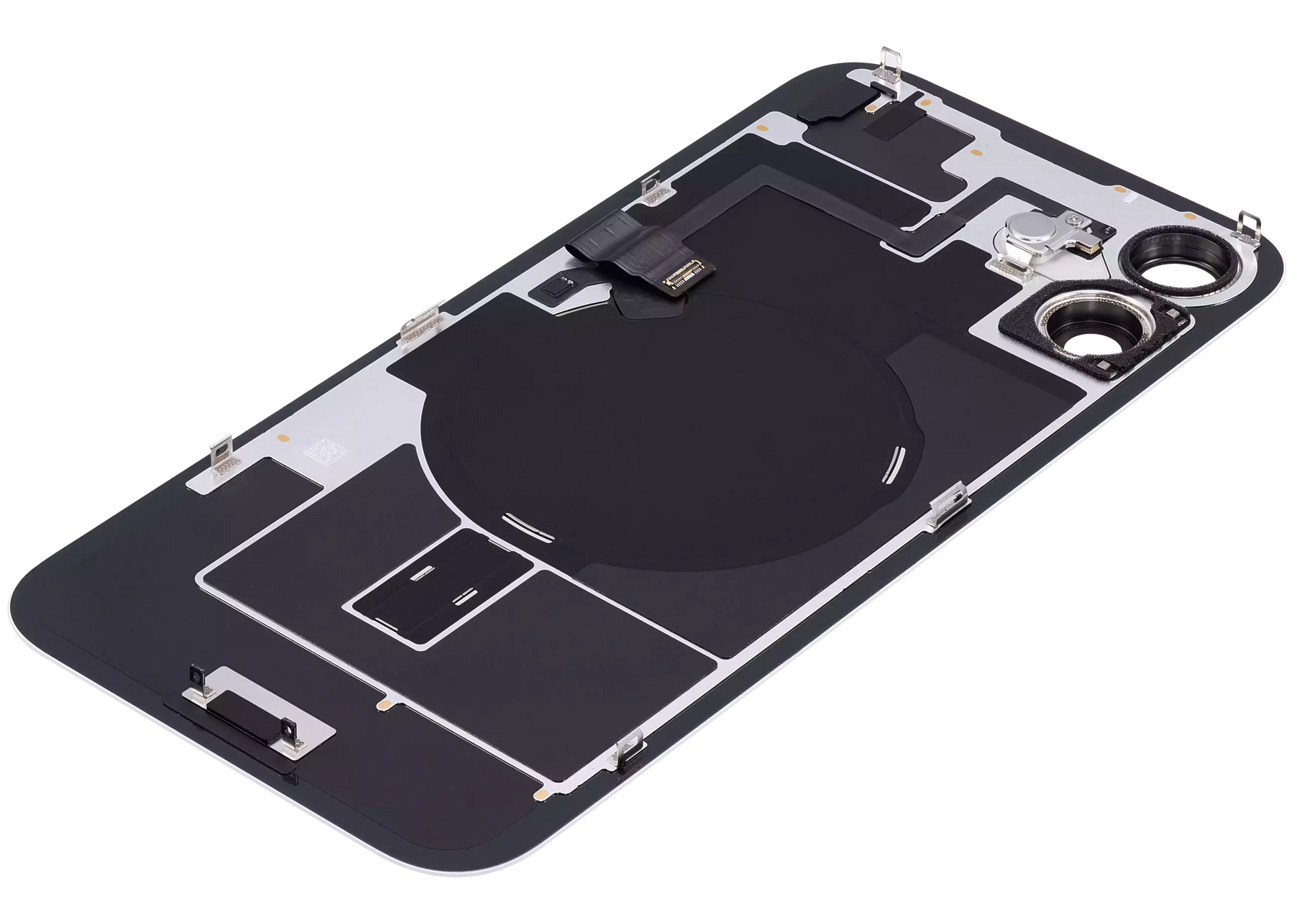 Back Glass With Steel Plate With Wireless NFC Charging MagSafe Magnet & Flashlight Flex Compatible For iPhone 16 Plus (Used OEM Pull: Grade A) (White)